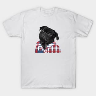 Cute Black Pug With Glasses T-Shirt